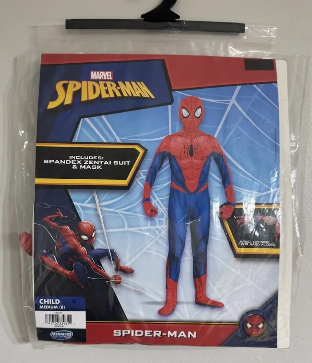 Jazwares Marvel Spider-Man Child Costume Size Medium 8 Bodysuit NEW